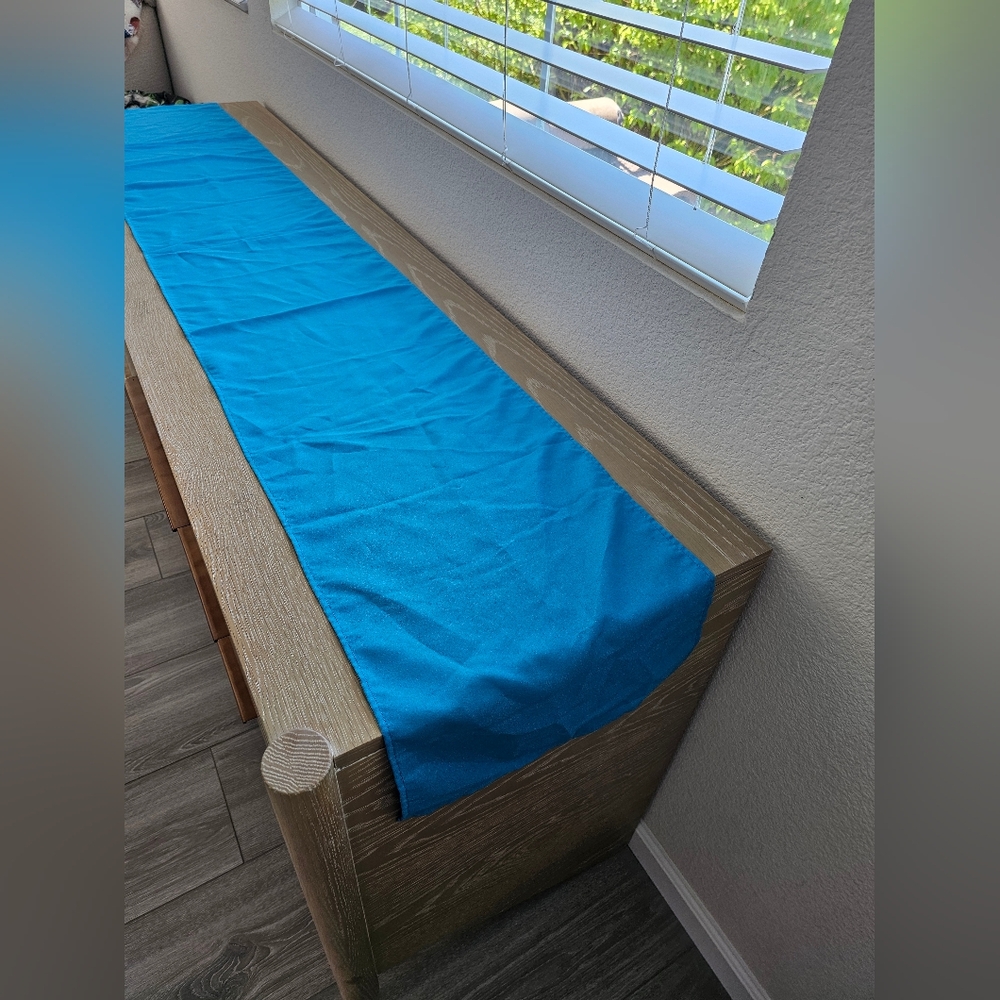 Bright Azure Table Runner – 84" Modern Dining Decor​